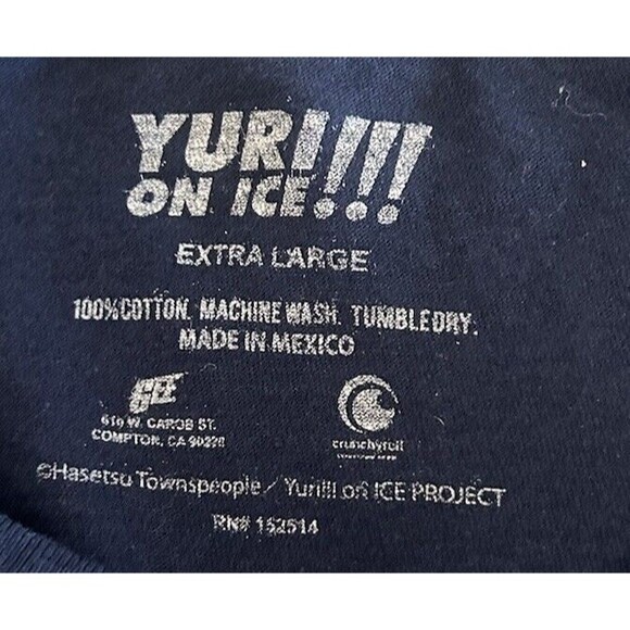 Yuri!!! On Ice Anime Men's XL Blue T-Shirt with Yuri, Yuuri and Victor on Skates - Picture 6 of 6